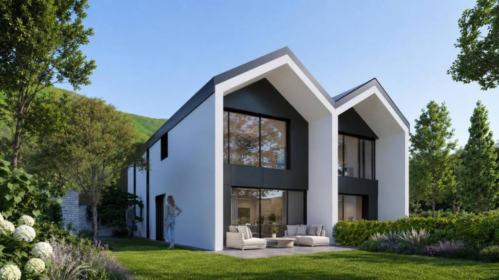 MONTEVIALE – Nuova costruzione di bifamiliare in legno, basso consumo energetico